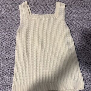 JEANNE PIERRE Cream Cable Knit Tank Top
